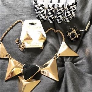 Necklace, earrings, bracelet, and ring set